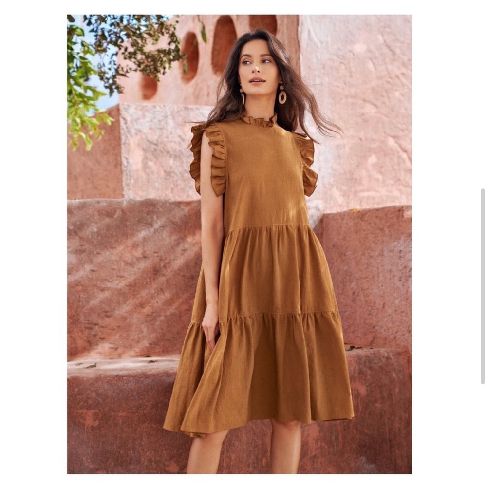 Rust Smock Dress. - Picture 3 of 5